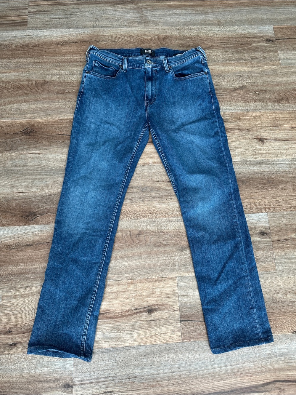 PAIGE Men's Straight-Leg Jeans in Medium Blue Wash 33